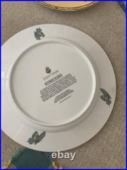 Lynn Chase Porcelain China Butterfly Bamboo Plates lot of 7