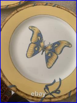 Lynn Chase Porcelain China Butterfly Bamboo Plates lot of 7