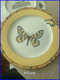 Lynn Chase Porcelain China Butterfly Bamboo Plates lot of 7