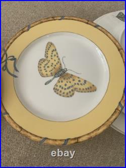 Lynn Chase Porcelain China Butterfly Bamboo Plates lot of 7