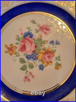 M & R USA Hand Painted 8 Dessert Plates Floral Pattern Gold Rims