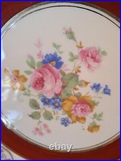 M & R USA Hand Painted 8 Dessert Plates Floral Pattern Gold Rims