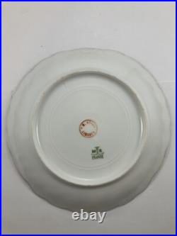 M Redon Limoges Floral Scalloped Plates 6 1/4 Blue/Gold/Pink Set of 6