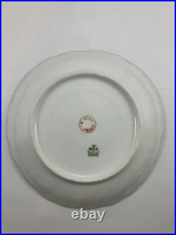 M Redon Limoges Floral Scalloped Plates 6 1/4 Blue/Gold/Pink Set of 6