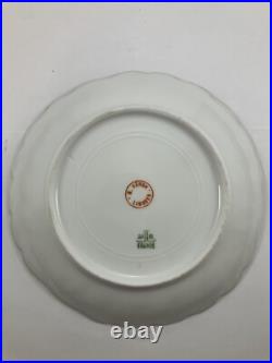 M Redon Limoges Floral Scalloped Plates 6 1/4 Blue/Gold/Pink Set of 6