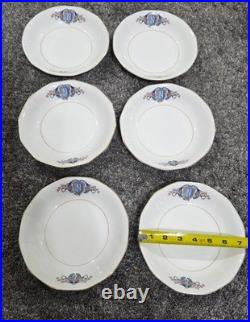Martha Washington China Co Porcelain N Monogram Dinner Set White Blue Gold