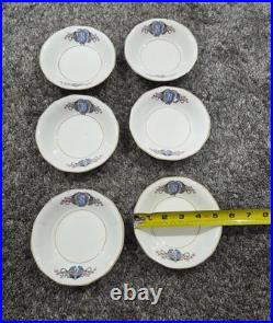 Martha Washington China Co Porcelain N Monogram Dinner Set White Blue Gold