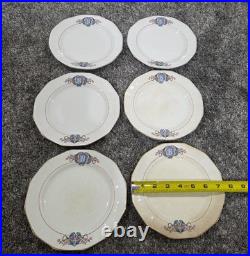 Martha Washington China Co Porcelain N Monogram Dinner Set White Blue Gold