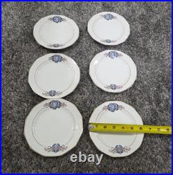 Martha Washington China Co Porcelain N Monogram Dinner Set White Blue Gold