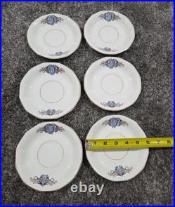 Martha Washington China Co Porcelain N Monogram Dinner Set White Blue Gold