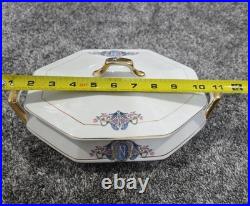 Martha Washington China Co Porcelain N Monogram Dinner Set White Blue Gold