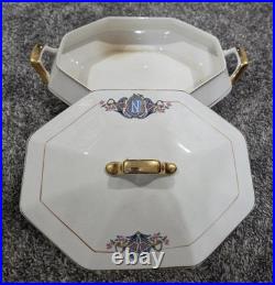Martha Washington China Co Porcelain N Monogram Dinner Set White Blue Gold