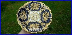 Meissen Porcelain China Gold Gilded & Cobalt Blue Rococo Cabinet Plate 22.5 cm