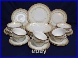 Meito China Set 1940s Gold Rimmed Floral design Hand Painted 36 Piece Dinnerware