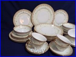 Meito China Set 1940s Gold Rimmed Floral design Hand Painted 36 Piece Dinnerware