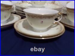 Meito China Set 1940s Gold Rimmed Floral design Hand Painted 36 Piece Dinnerware