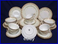 Meito China Set 1940s Gold Rimmed Floral design Hand Painted 36 Piece Dinnerware