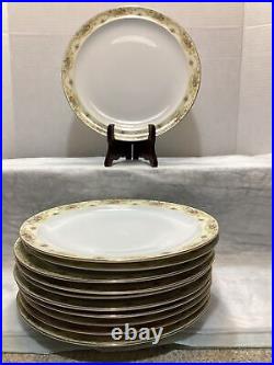 Meito China The Windsor Shape 10 Dinner Plate 22 Kt Gold Vintage Set of 11