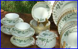Minton Bone China GREENWICH #S705 54Pc Service for 8 Green Ivy Gold Trim MINT