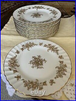Minton China SET OF 12 MARLOW GOLD Gold Flowers Scalloped, Bread Plate, 6 1/4
