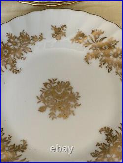 Minton China SET OF 12 MARLOW GOLD, Gold Flowers Scalloped, Salad Plate, 7 3/4