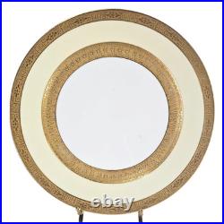 Minton England 6pc Dinner Plates 10.5 Gold Encrusted Cream Fine China H1797