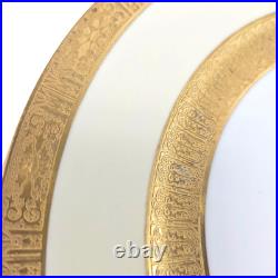 Minton England 6pc Dinner Plates 10.5 Gold Encrusted Cream Fine China H1797