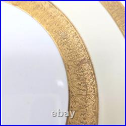 Minton England 6pc Dinner Plates 10.5 Gold Encrusted Cream Fine China H1797