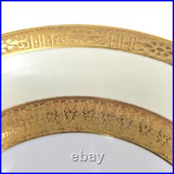 Minton England 6pc Dinner Plates 10.5 Gold Encrusted Cream Fine China H1797