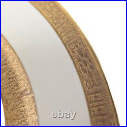 Minton England 6pc Dinner Plates 10.5 Gold Encrusted Cream Fine China H1797