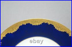 Minton PA8796 Cobalt Blue & Gold Encrusted Floral 10 1/8 Inch Dinner Plate C1914