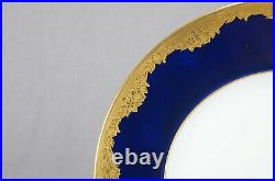 Minton PA8796 Cobalt Blue & Gold Encrusted Floral 10 1/8 Inch Dinner Plate C1914