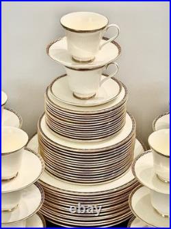 Minton St. James Bone China Dinnerware Svc for 14 70Pcs Blue 22k Gold England