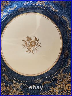 Minton antique dinner plates lot 12 blue gold ivory 10 5/8 estate