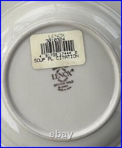 NEW Never Used Lenox Citation Gold Rim Soup Bowls 8.5 Lot of 4 China