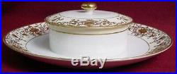 NORITAKE china 16034 white gold CHIP AND DIP with LID