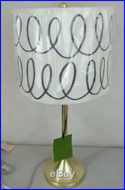 NWT Kate Spade Charlotte Street Gold Table Lamp Blue Navy Squiggly Rare Light