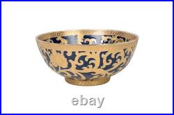 Navy and Gold Tapestry Porcelain Bowl 8 Diameter Navy and Gold Tapestry Porcelain Bowl 8 Diameter