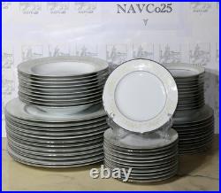 Near MINT Lot of 55 White Gold by Sango Dinnerware Plates Set, Porcelain China