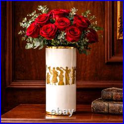 Nice Cylinder Antique Neoclassical Porcelain Gold White Vase Gerold Porzellan
