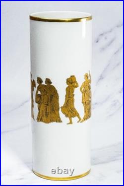 Nice Cylinder Antique Neoclassical Porcelain Gold White Vase Gerold Porzellan