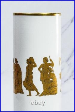 Nice Cylinder Antique Neoclassical Porcelain Gold White Vase Gerold Porzellan