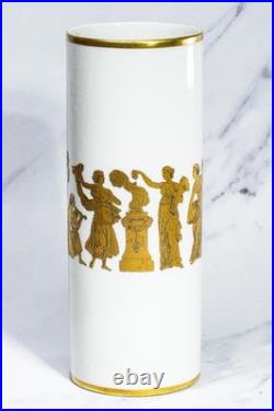 Nice Cylinder Antique Neoclassical Porcelain Gold White Vase Gerold Porzellan