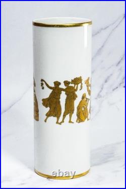 Nice Cylinder Antique Neoclassical Porcelain Gold White Vase Gerold Porzellan