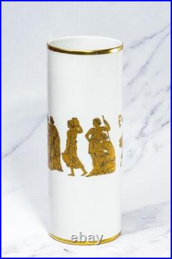 Nice Cylinder Antique Neoclassical Porcelain Gold White Vase Gerold Porzellan
