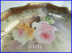 Nippon Floral Plate Gold Trim Ornate Ruffle Hand Painted 7.25 Inch