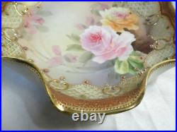 Nippon Floral Plate Gold Trim Ornate Ruffle Hand Painted 7.25 Inch