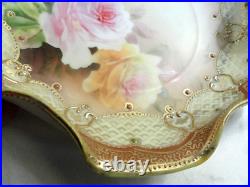 Nippon Floral Plate Gold Trim Ornate Ruffle Hand Painted 7.25 Inch