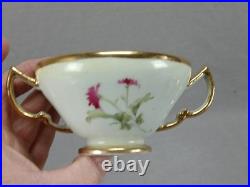 Nippon Hand Painted Floral Multicolor & Gold Beaded Bouillon Cup & Saucer