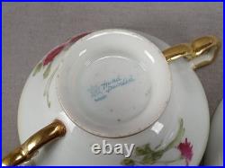 Nippon Hand Painted Floral Multicolor & Gold Beaded Bouillon Cup & Saucer